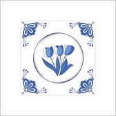 250 etiketten - etiket delfts blauw tulpen - stickers papier zelfklevend - 40x40 mm