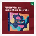 Fissaly verpakking met veelkleurig abstract patroon.