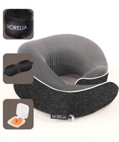 Oreiller cervical Morelia® - Oreiller de voyage de Luxe pour avion et voiture - Mousse à mémoire de forme - Grijs foncé