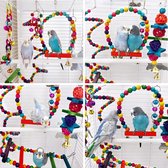8 Pack Budgie Speelgoed Vogelspeelgoed Set Vogelschommel Kauwspeelgoed Bells Opknoping Spiegel Klimmen Ladders Houten Kauwspeelgoed voor Papegaai Conure Valkparkiet Lovebird Papegaai