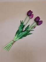Real Touch Tulips - Paars - Real Touch Tulpen Purple - Tulpen - Kunstbloemen - Kunst Tulpen - Kunst Boeket - Tulp - 40 CM - Bos Bloemen - Latex Bloem - Bruiloft