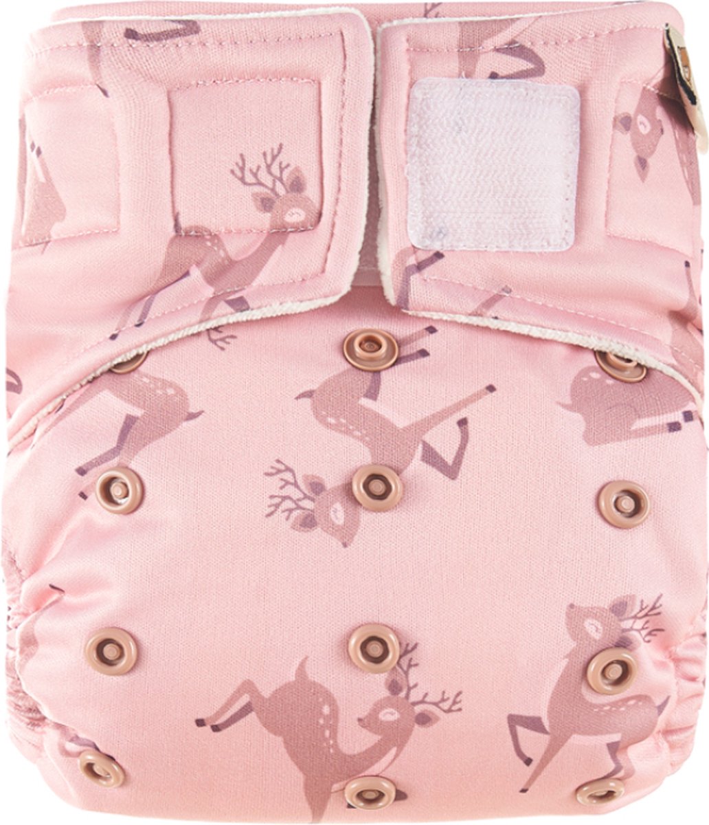 Goedkoopste HappyBear | All In One wasbare luier - Oh Deer | One Size - 4kg t/m 15kg | Te gebruiken vanaf geboorte tot zindelijkheid | Dubbele lekgoten - minder kans op lekkages | Handige klittenbandsluiting