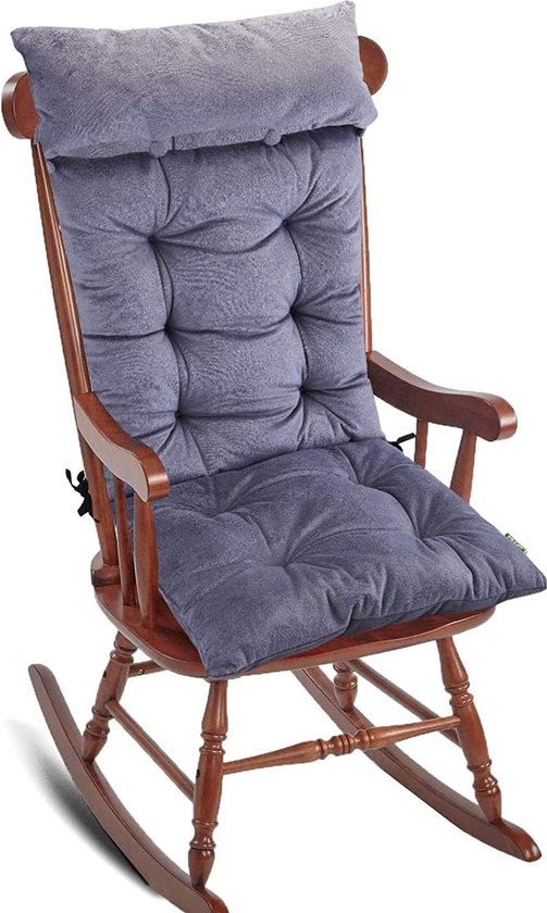 Hoge rugleuning stoelkussen terras ligstoel fauteuil kussen dikker tuinstoel zitkussen met rugleuning - Extra comfortabel - Grijs