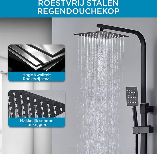 Colonne de douche Robinet de douche noir, système de douche, pommeau de douche à effet pluie avec douchette, bec de baignoire, mitigeur de douche de salle de bain mural Vintage