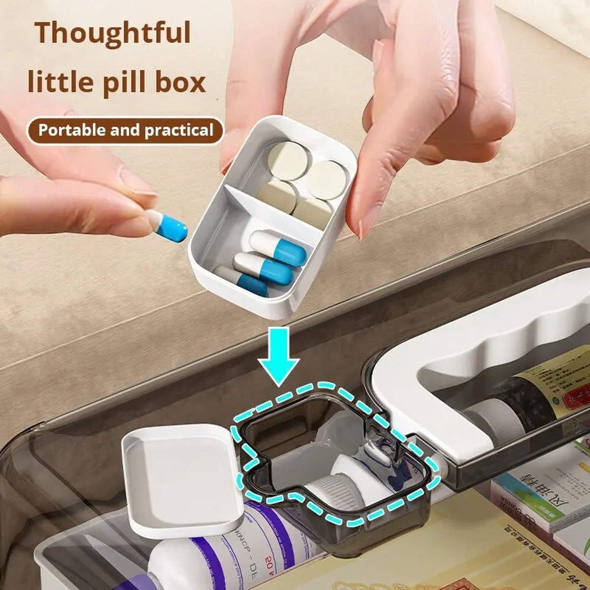 Pill Organizer Pill Case Draagbare Pill Container BPA-vrij Pill Box Pills Dispenser Pocket Opslag Pill Container