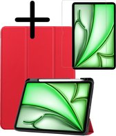 Étui pour iPad Air 6 (13 pouces) Étui pour tablette à trois volets avec découpe Adapté pour Apple Pencil avec protecteur d'écran - Étui pour iPad Air 2024 (13 pouces) Étui à couverture rigide Bookcase - Rouge
