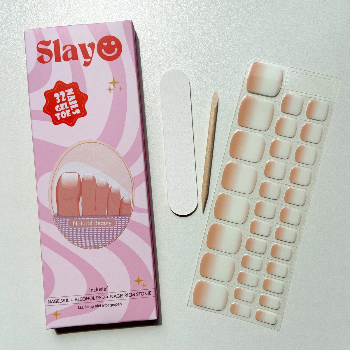 Goedkoopste Slayo© - Gellak Pedicure - Natural Beauty - Teennagel nagelstickers - French Pedicure - Gel Nail Wrap - Nail Art Stickers - Gellak Nagels - Gel Nagel Stickers - LED/UV lamp nodig