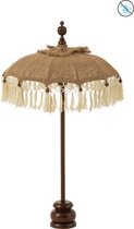 J-Line parasol Kwast + Voet - jute/hout - beige/wit - small
