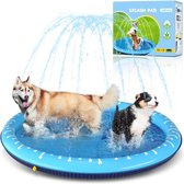Opvouwbaar hondenzwembad van kunststof - Geen pomp nodig - Voor grote en kleine honden - 160 x 30 cm - Met sproeier