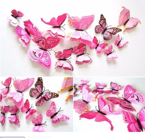 Knaak Dubbele roze 3D-vlinders