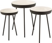 J-Line table Gigogne - métal - noir/blanc - 3 pièces