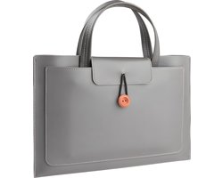 Laptoptas - 14 tot 16 inch - 3 Vakken - Vegan Leer - Laptophoes - Laptop Tas - XPS 15, Acer, Lenovo, ASUS, MacBook Air, Pro, Samsung, ChromeBook - Grijs