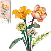 SHOP YOLO-Bouwset met mini blokjes voor boeket bloemen-bouwblokjes voor kunstbloemen-creatieve botanische collectie met 456 stuks-cadeau voor meisjes
