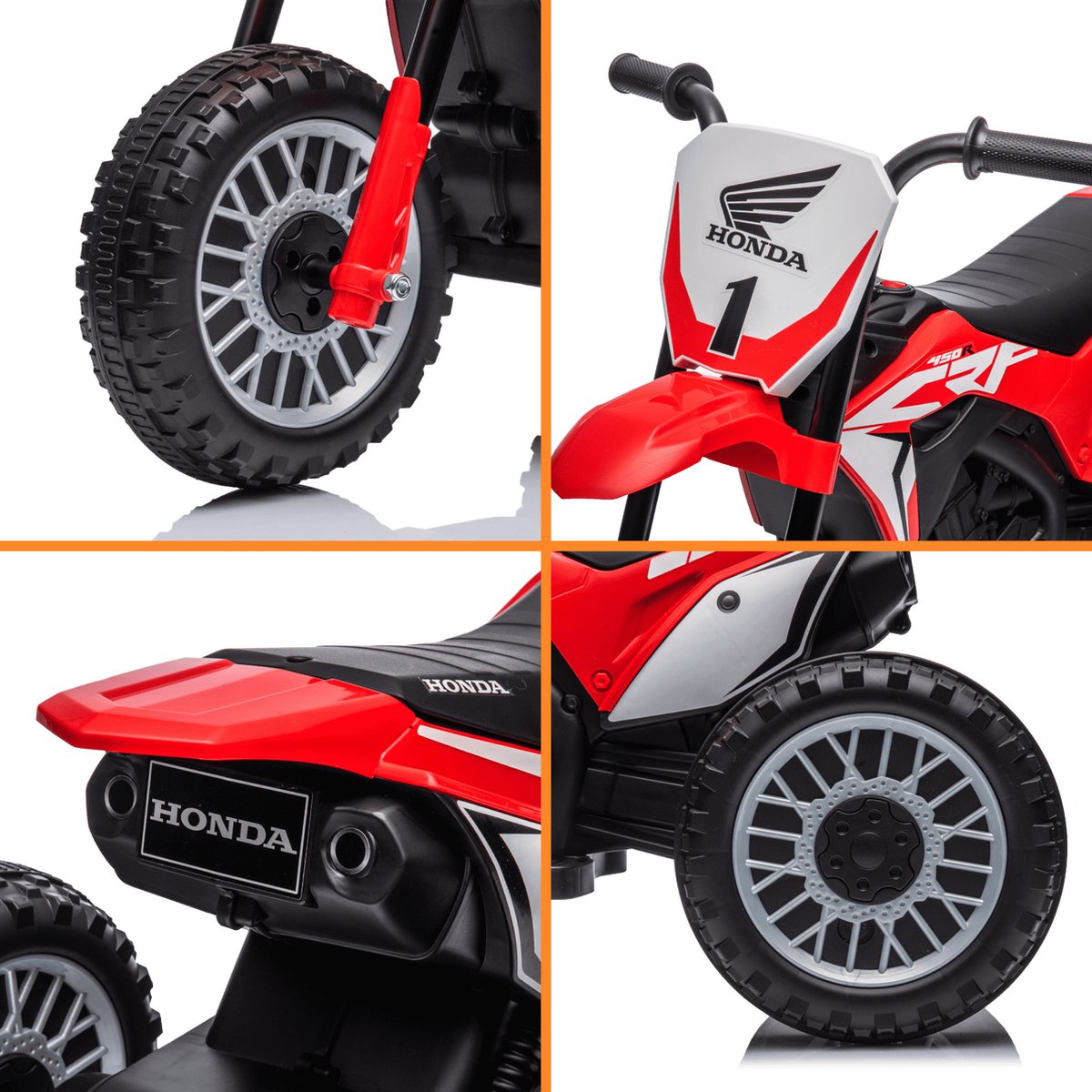 Honda CRF450 Elektrische Kindermotor 1 tot 3 jaar – Officieel Gelicentieerde Crossmotor met 3 Wielen voor Extra Stabiliteit – Li-ion Kindermotor met Claxon & Automatische Rem – Rood — afbeelding 5