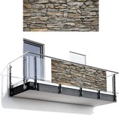 Balkonscherm 300x130 cm - Balkonposter Stenen - Steenoptiek - Grijs - Balkon scherm decoratie - Balkonschermen - Balkondoek zonnescherm