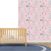 Roze walvissen behang | Babykamer/kinderkamer | 10meter x 53cm | Kinderkamer vliesbehang | Babykamer behang