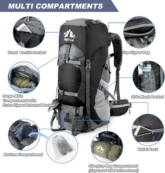 Meilleur Sac à Dos 80 Litres Sac à Dos Randonnée 80 Litres Vert - Nylon - Neuf - Montagne Camping Voyage Sac A Dos 70 L