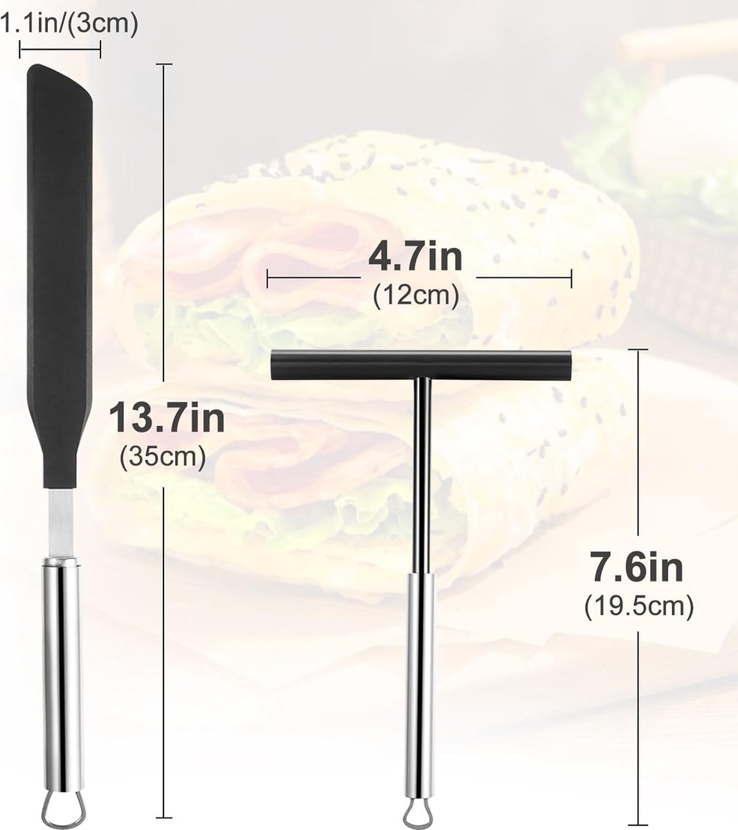 Selbro ® Roestvrij Stalen Spatel Set voor Pannenkoeken en Bakken in de
