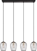 LED Hanglamp - Trion Rigo - E27 Fitting - 4-lichts - Rond - Mat Zwart - Metaal