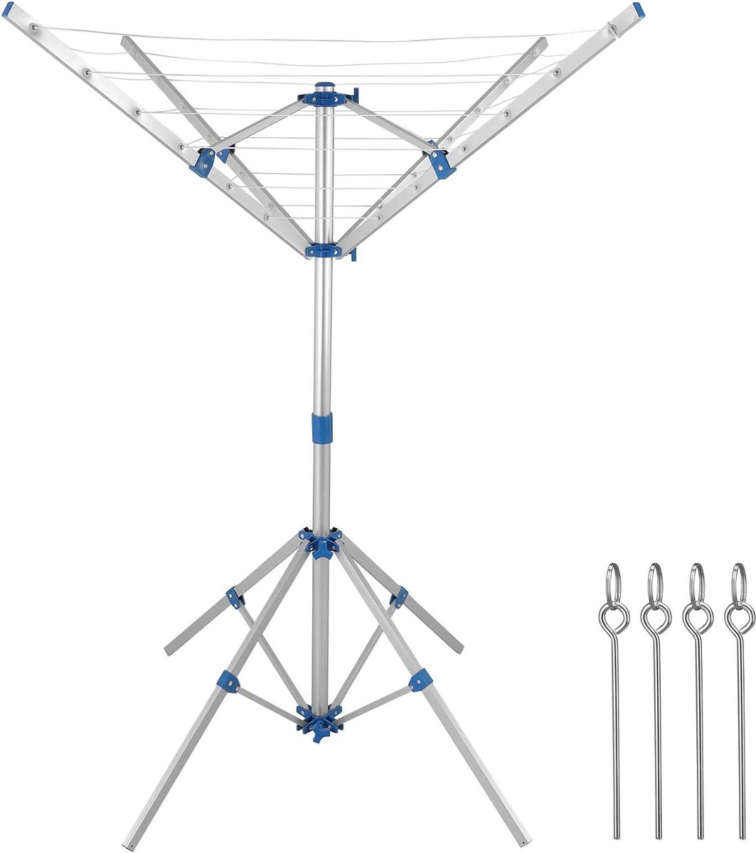 Goedkoopste Verstelbare Mobiele Droogmolen met Grondpennen - Licht Aluminium en Weerbestendig Wasrek voor Camping