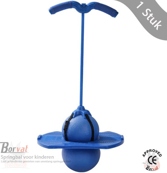 Borvat® |Sport Outdoor Games Jouets Balle rebondissante Enfants avec poignée et plate-forme d'équilibre de pompe Balle rebondissante Pogo pour aire de jeux pour Enfants - Blauw