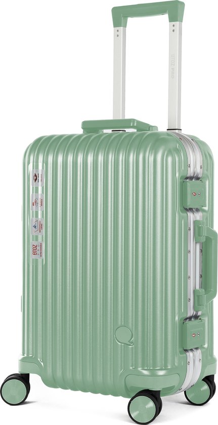 A To Z Traveller Aliframe - Bagage à main 54cm - Luxe Aluminium - 36L - Vert clair - Serrure TSA
