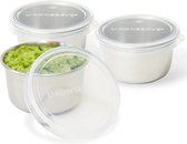 U-Konserve - Mini Trio - ronde rvs voedselcontainers met siliconen deksel - 3oz / 90ml (set van 3) - Transparant