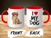 Mok rood/wit Tibetan Spaniel dog - I love my dog / dog lover / dogs - ik hou van mijn hond / hondenliefhebber / honden