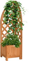 LBB Jardinière avec cadre grimpant - Bac à fleurs - Avec treillis - Extérieur - Bois - 32 x 32 x 108 cm - Marron