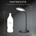 Dimensions de la lampe loupe noire comparées à une bouteille de 1.5L.