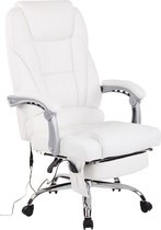 In And OutdoorMatch Bureaustoel Mathew - Echt Leer - Met Massagefunctie - Luxe Bureaustoel - Wit - Elegante uitstraling
