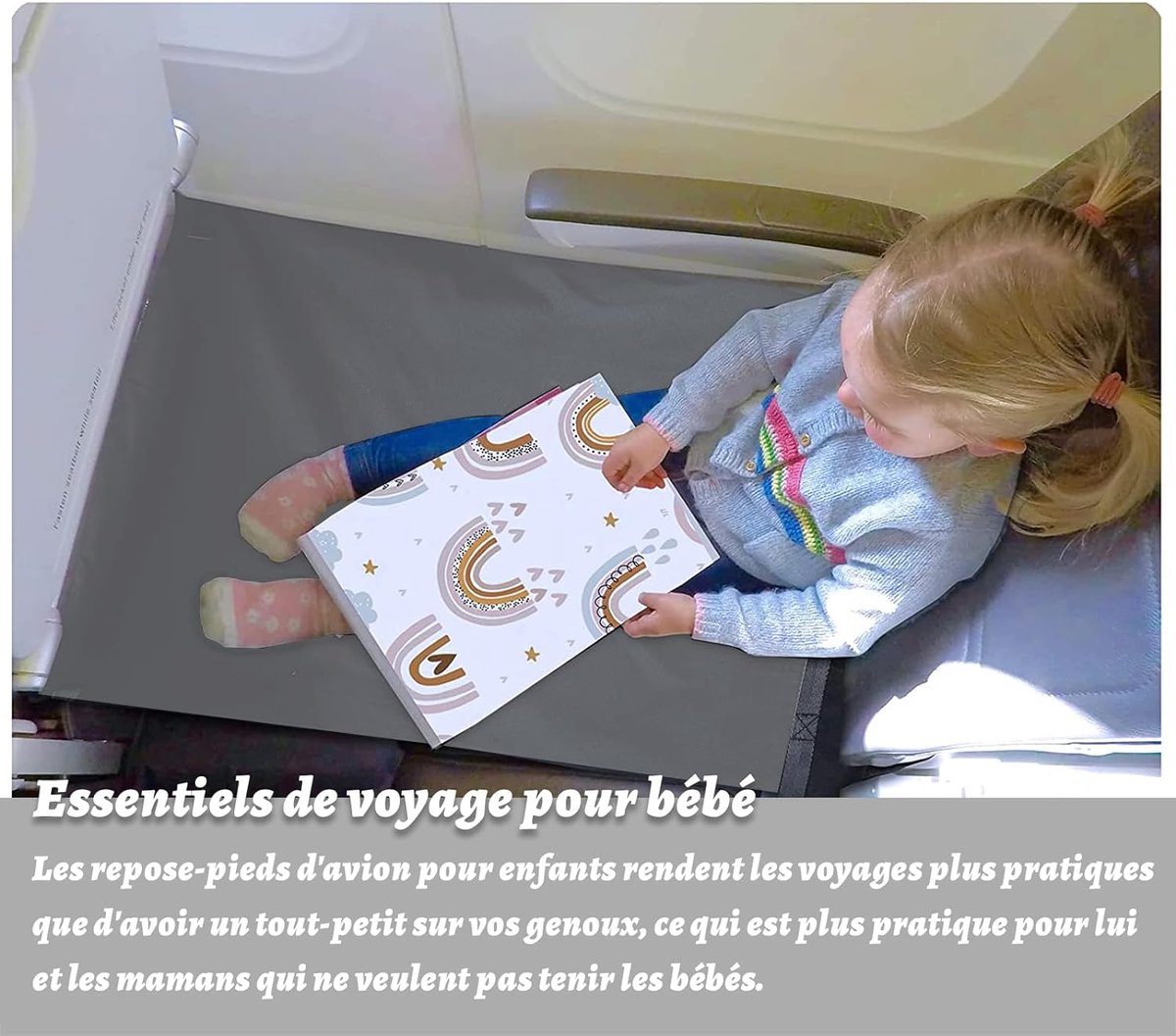 Hamac Avion Bebe Repose-pieds Avion Enfant - Extension Siège Voyage - Motif Spatial Bleu - Portable Hamac Enfant Avion