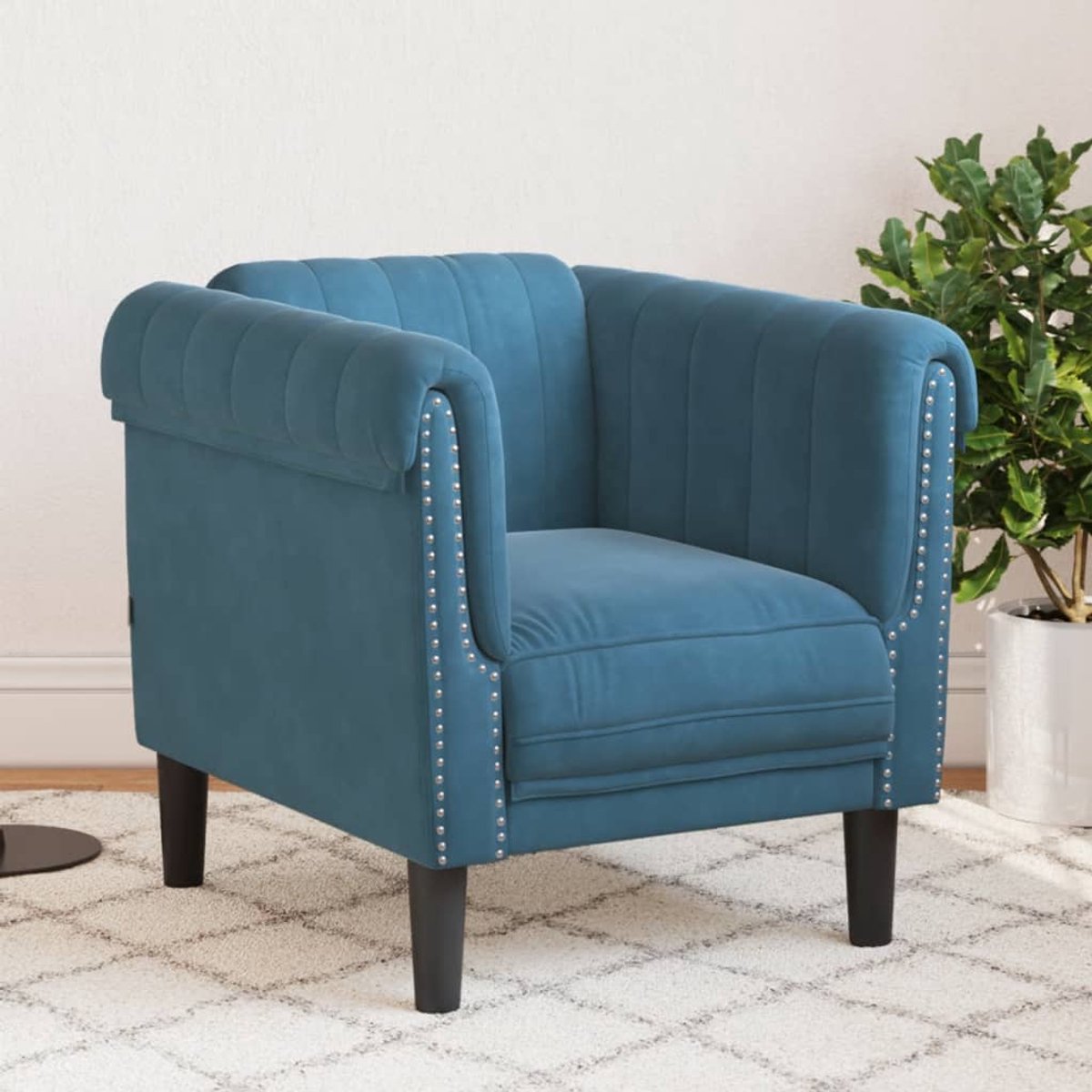 vidaXL - Fauteuil - fluweel - blauw