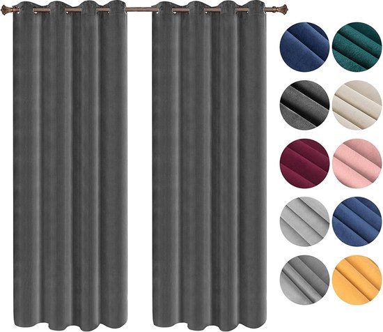 Rootz Premium verduisteringsgordijnen - verduisterende gordijnen - thermisch geïsoleerde panelen - lichtblokkering, energiebesparing, geluidsreductie - 100% polyester - 140 cm x 225 cm/245 cm/270 cm