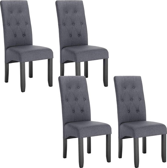 Rootz gestoffeerde eetkamerstoel - elegante stoel - stijlvolle zitting - duurzaam massief hout - ultiem comfort - veelzijdig ontwerp - 47 cm x 42 cm x 107 cm