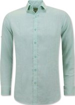 Linnen Overhemd Heren - Regular Fit - Casual Blanco - Groen