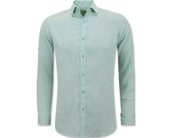 Linnen Overhemd Heren - Regular Fit - Casual Blanco - Groen