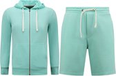 Hoodie Heren met Rits - Joggingshort Heren - SET - Mint Groen