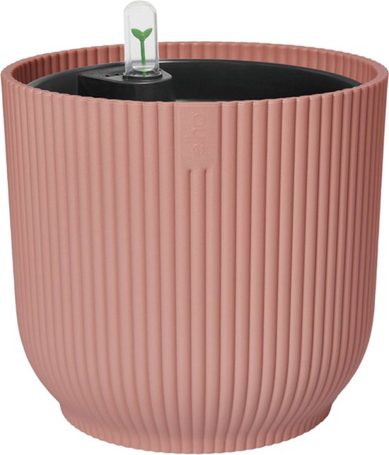 Elho Vibes Fold Rond avec Système D'Irrigation - Plastique 100% Recyclé - Pot De Fleurs pour Intérieur - Ø 18 cm - Rose poudré