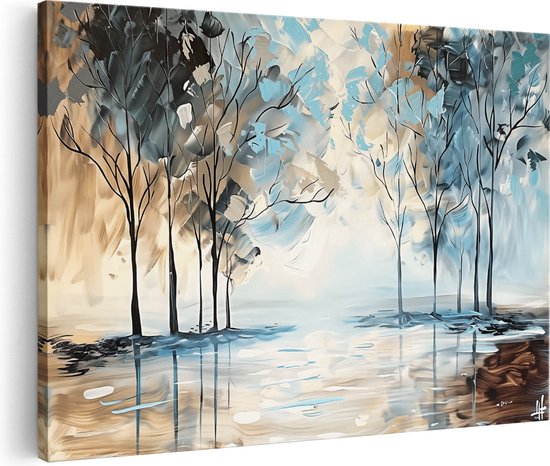 Artaza Canvas Schilderij Kunstwerk van Bomen in het Water - 120x80 - Groot - Foto Op Canvas - Canvas Print
