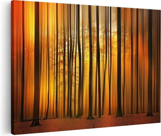 Artaza Canvas Schilderij Bos van Bomen bij Zonsondergang - Foto Op Canvas - Canvas Print