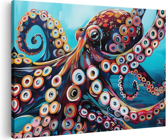 Artaza Canvas Schilderij Kleurrijke Octopus - 30x20 - Klein - Foto Op Canvas - Canvas Print