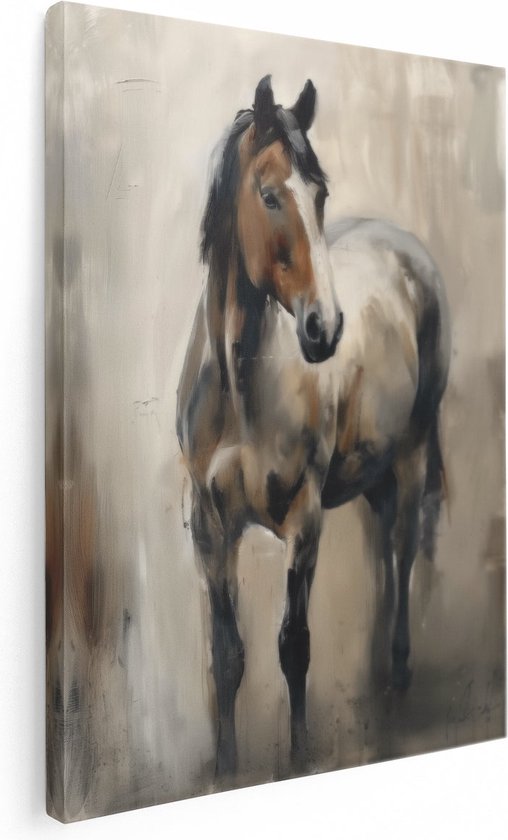 Artaza Canvas Schilderij Olieverfschilderij van een Paard - 30x40 - Klein - Foto Op Canvas - Canvas Print