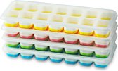 IJsblokjesvorm van siliconen 4 stuks met deksel - ruimtebesparend en stapelbaar - BPA-vrij - vierkante ijsblokjesvormen voor eenvoudig uitnemen