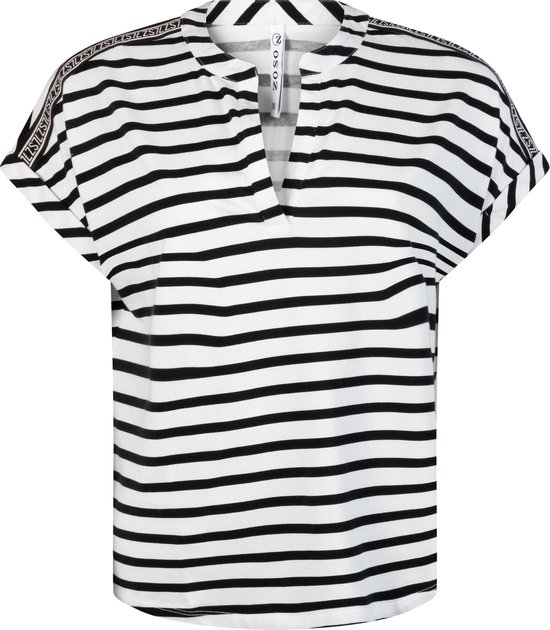 Zoso T-shirt Margot 242 0016/0000 White/black Dames Maat - XL