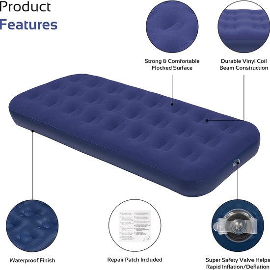 Luchtbed - Comfort Luchtbed - Ingebouwde Pomp - Matras - Camperen - Campingset - Overnachting — afbeelding 3