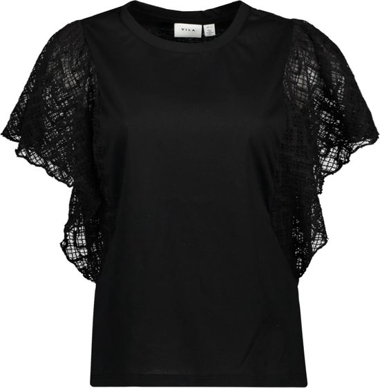 Vila T-shirt Viheria O-neck S/s Top 14097126 Black Beauty Dames Maat - S