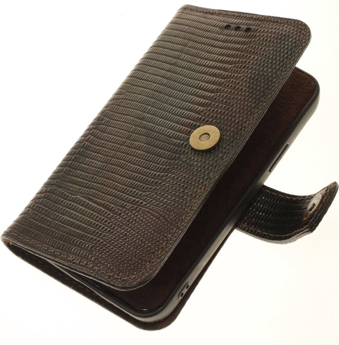 Made-NL hoesje geschikt voor iPhone 13 Pro Max Groen/Bruin Zwart Camouflage print leer