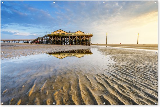 Foto: Muurdecoratie strandpaviljoen van het duitse nationaal park schleswig holsteinisches wattenmeer 180x120 cm tuinposter tuindoek buitenposter