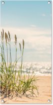 Tuinposter Grassprieten in de duinen - 40x80 cm - Wanddecoratie Buiten - Tuinposter - Tuindoek - Schuttingposter - Tuinschilderij